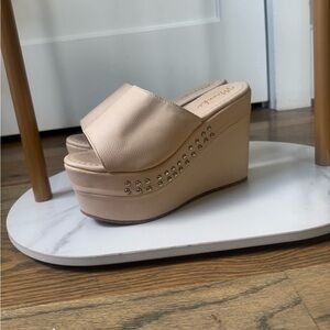 Meraki | Cream Sandal Platform Wedge Shoes